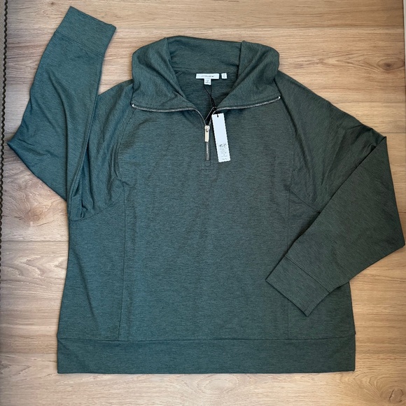 Chico's Women's Green Zenergy Cloud Half-Zip Pullover Sweatshirt Top NWT XL or 3 - Picture 1 of 6